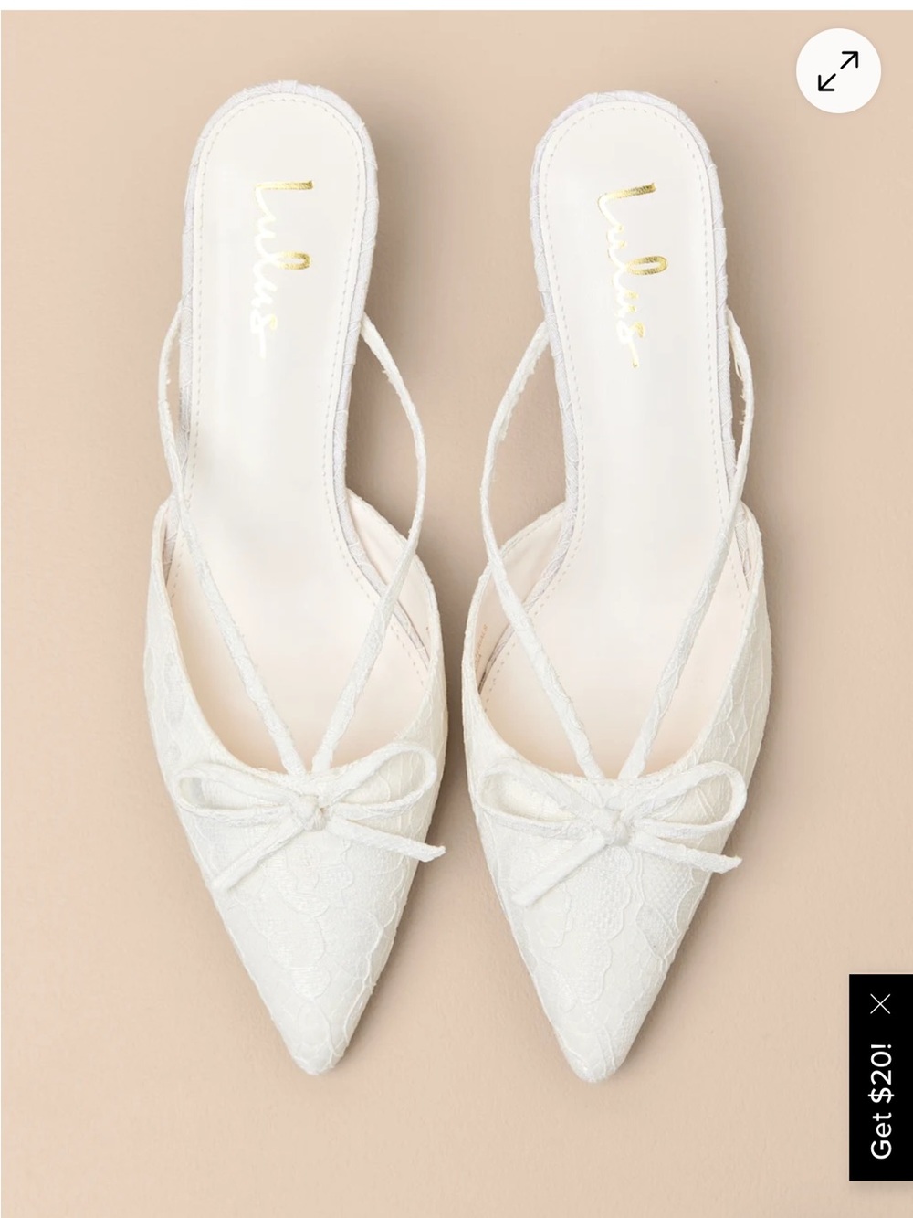 Lulu’s Sarita White Lace Pointed Toe Mule Pumps - Picture 4 of 5
